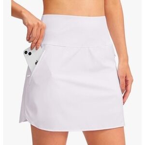G Gradual skort tennis golf Large white Zip pockets Preppy athletic Workout NEW